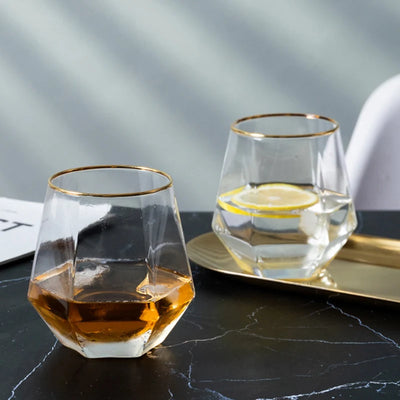 Montreux Époque Hexagonal Gold-Rimmed Glass Set